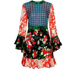 RIXO LONDON Silk Floral Mini Dress Multi Sz XS Designer Elegant Romantic